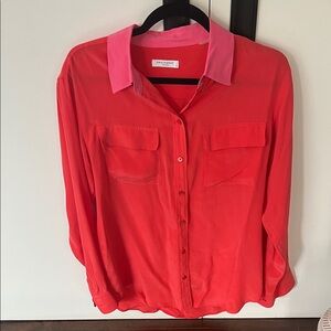 Equipment 100% Silk Button-Up Shirt with Contrasting Collar
